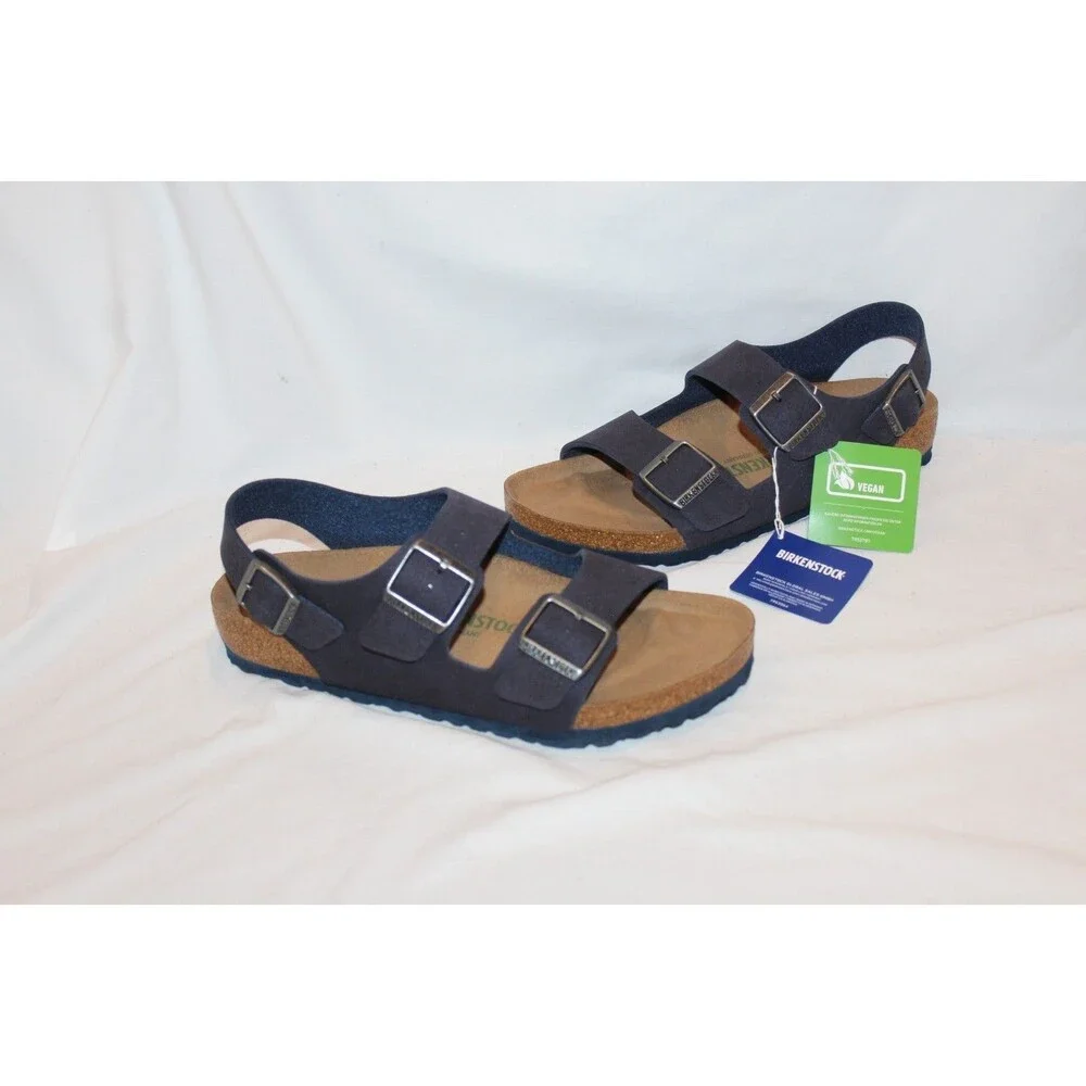BIRKENSTOCK MEN'S MILANO VEGAN LEATHER INDIGO BLUE EU 42 US 9 REGULAR NIB